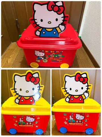 헤이세이 레트로 헬로키티 캐스터 포함 완구 상자 수납 박스 케이스