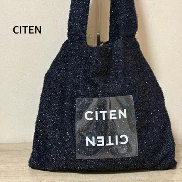 새상품급 CITEN 로고 라메 토트백 네이비