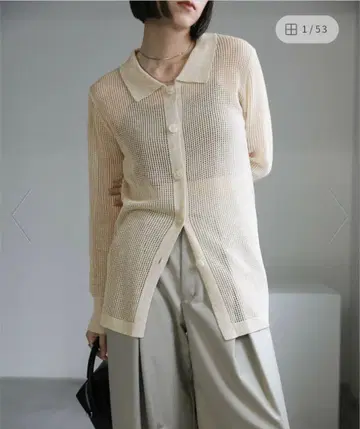 SELECT MOCA 카라 부착 메쉬 린넨 가디건