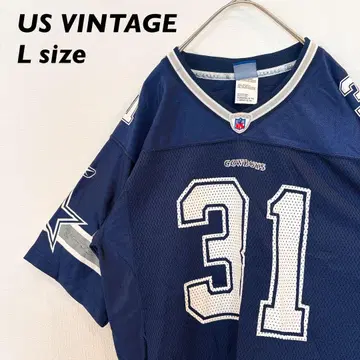 US 구제 의류 리복 게임 셔츠 NFL 메쉬 남녀 공용 네이비 L