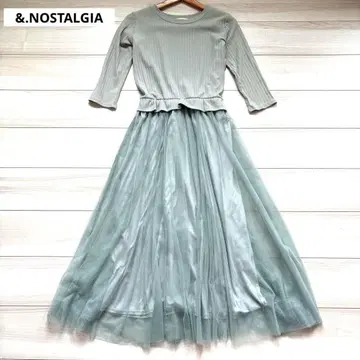 &.NOSTALGIA 얇은 명주 그물 도킹 원피스 민트 그린