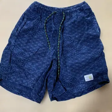 고 헴프 린넨 잎 무늬 하프 팬츠 숏 팬츠