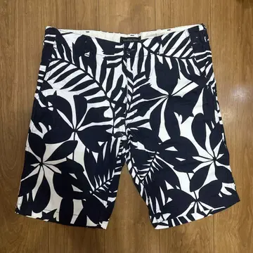 트로피컬 잎 패턴 남성용 숏 팬츠 네이비 size L