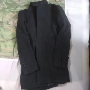 울 다크 그레이 싱글 브레스트 코트
