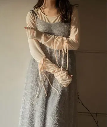 mideal 리본 롱 슬리브 상의 IVORY