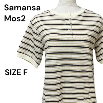 Samansa Mos2 스트라이프 헨리넥 F 사이즈 반팔