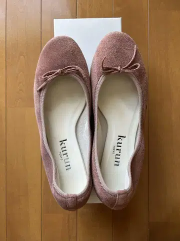 kurun TOKYO 발레 슈즈 스웨이드 스모키 핑크