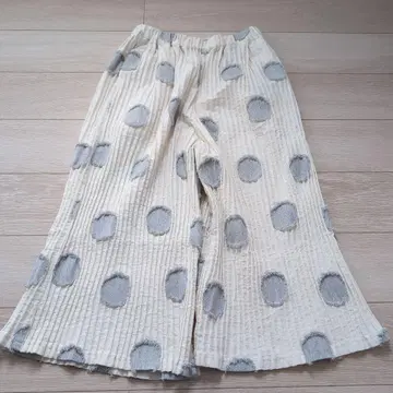 아이보리 그레이 도트 무늬 와이드 팬츠