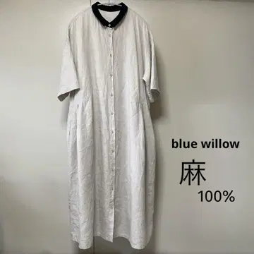 blue willow 블루 윌로우 린넨 롱 원피스 베이지 새상품급