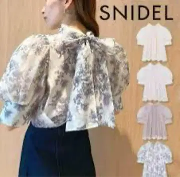 SNIDEL 오간자 시스루 블라우스 FLOWER
