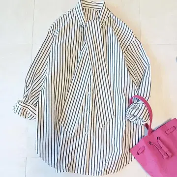 새상품급: 저널 스탠다드 보타이 빅 셔츠 스트라이프 긴팔 셔츠
