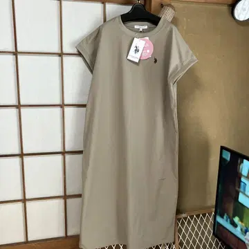 U.S. POLO ASSN. 베이지 반팔 원피스