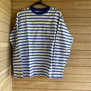 S714.5 NOUN/TRICOT 긴팔 티셔츠 화이트 파랑 스트라이프