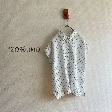 120% 리노 린넨 도트 셔츠 블라우스 K140