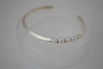 실버 뱅글 펄 장식 5.5cm