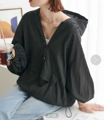 디스코트 시어 아노락 후드티 블랙