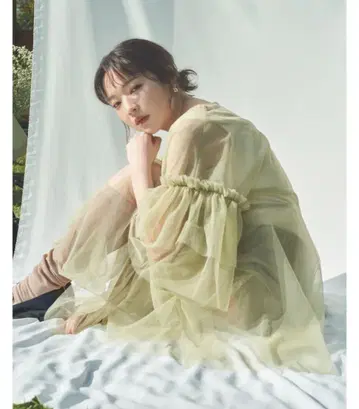 Andequal 비대칭 튤 튜닉 택 포함 (그린)
