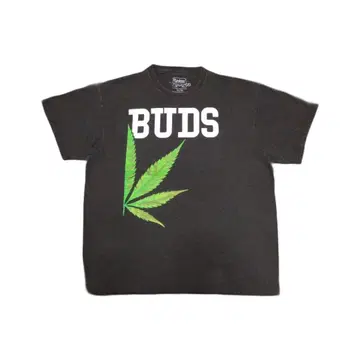 USA 구제 의류 BUDS 마리화나 프린트 티셔츠 XL 페이드