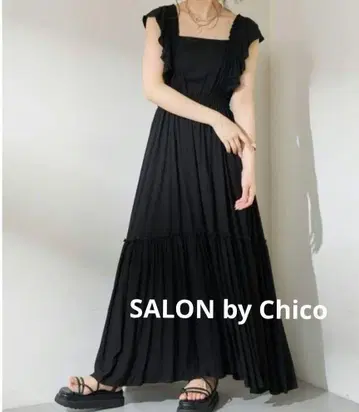 SALON by Chico 한정판 프릴 티어드 롱 원피스