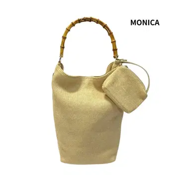 MONICA 모니카 대나무 핸들 라피아 토트백 숄더백