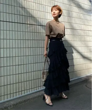 아메리 빈티지 프릴 레이스 티어드 스커트