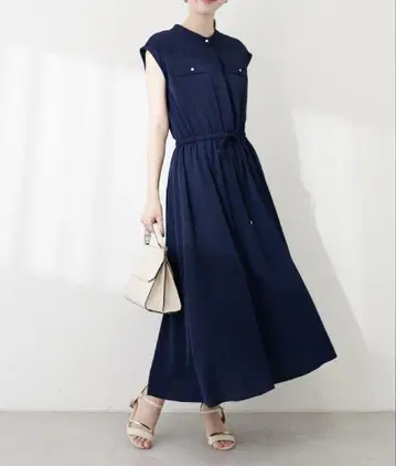 naturalcouture 프렌치 슬리브 허리 리본 원피스