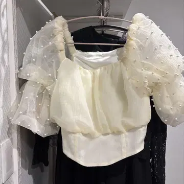 소매 펄 블라우스