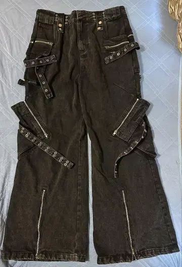 opium y2k 블랙 와이드 데님 팬츠