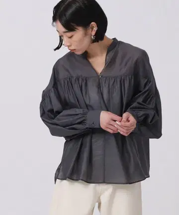 GALLEST 샤인 개더 블라우스
