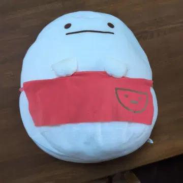 달걀형 봉제 인형 화이트 바디 빨간색 에이프런