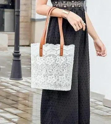 레이스 토트백 꽃무늬 캐주얼 귀여운 숄더백