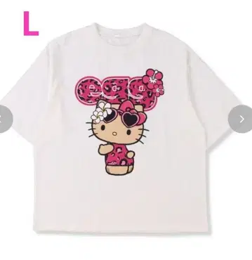 헬로 키티 egg 콜라보 티셔츠 화이트 핑 라메 L 일광화상 키티