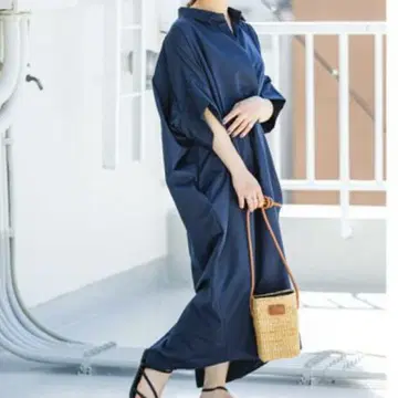 아이템즈 어반 리서치 돌먼 셔츠 원피스 네이비 F