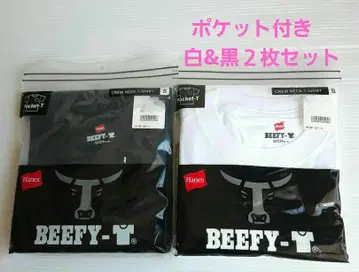헤인즈 비피 반팔 티셔츠 포켓 부착 화이트 블랙