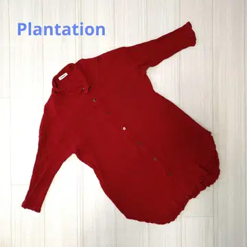 Plantation 빨간색 주름 가공 버튼 업 셔츠