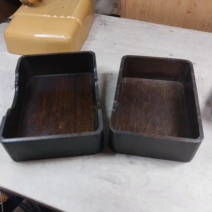 1970 Japanese Solid Wood Inkstone Box and Small Jewelry Box