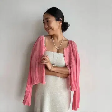 SeaRoomlynn Light 시어 랜덤 RIB 숏 가디건 핑크