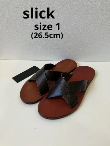 SLICK 슬릭 리얼 가죽 샌들 소가죽 브라운 26.5cm 새상품