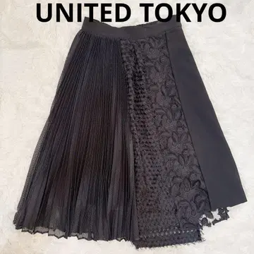 UNITED TOKYO 플리츠 메쉬 이소재 스커트