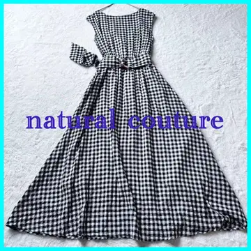 natural couture 깅엄 체크 슬리브리스 원피스 맥시