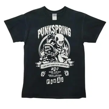PUNK SPRING 스컬 스케이터 밴딩 티셔츠 블랙 M