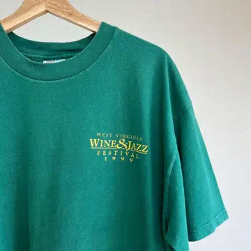 90s USA 구제 의류 짙은 녹색 와인 재즈 티셔츠 XL 빈티지