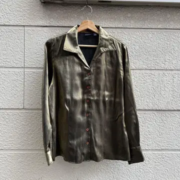 USED USA 구제 의류 골드 컬러 오픈 카라 셔츠 L 빈티지