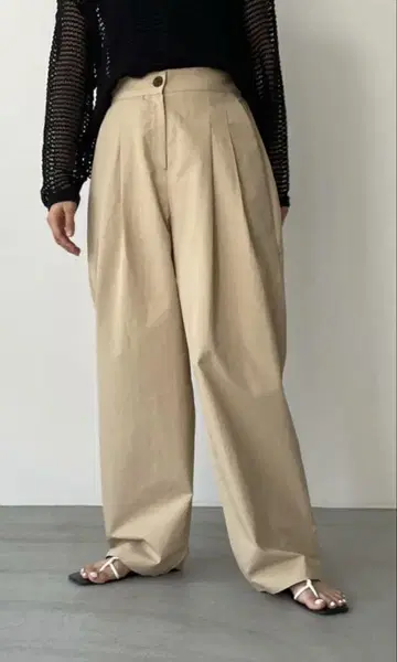 코튼 더블 턱 팬츠
