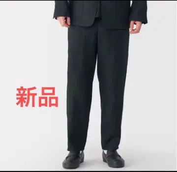무인양품 새상품 린넨 워싱 테이퍼드 팬츠 신사 M 블랙 바지 남성용