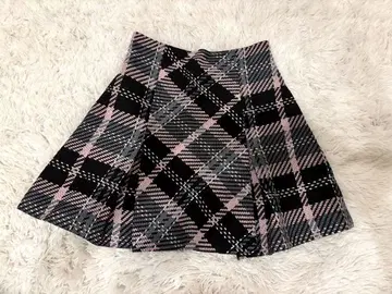 snidel 로빙 체크 미니 스커트 BLK 01