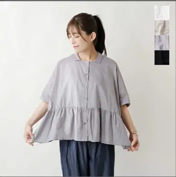 mizuiro ind 프릴 반팔 셔츠 블랙
