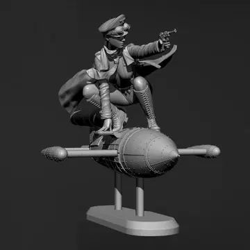 1/35 V2 로켓에 탄 미녀 근위병 병사 레진 피규어 H155