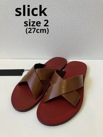 SLICK 슬릭 리얼 가죽 샌들 소가죽 카멜 27cm 새상품