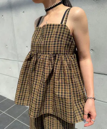 브라운 체크 셋업